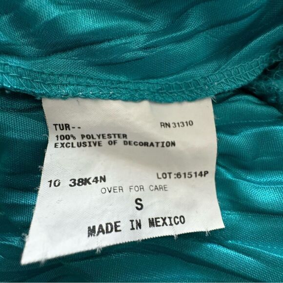 IZ Byer Sleeveless Tank Top Disco Turquoise Blue Chiffon SZ S - Picture 12 of 13